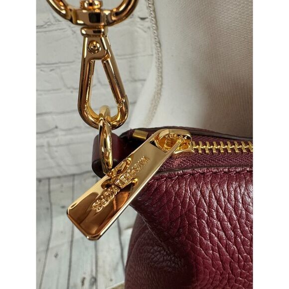 MICHAEL KORS Hyde oxblood color small pebbled leather satchel handbag NEW - Picture 5 of 13